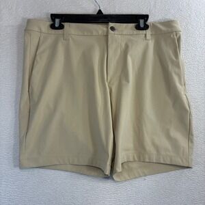Lululemon Commission Shorts Men 36x7 Beige Golf Preppy Stretch Classic LM7AWPS